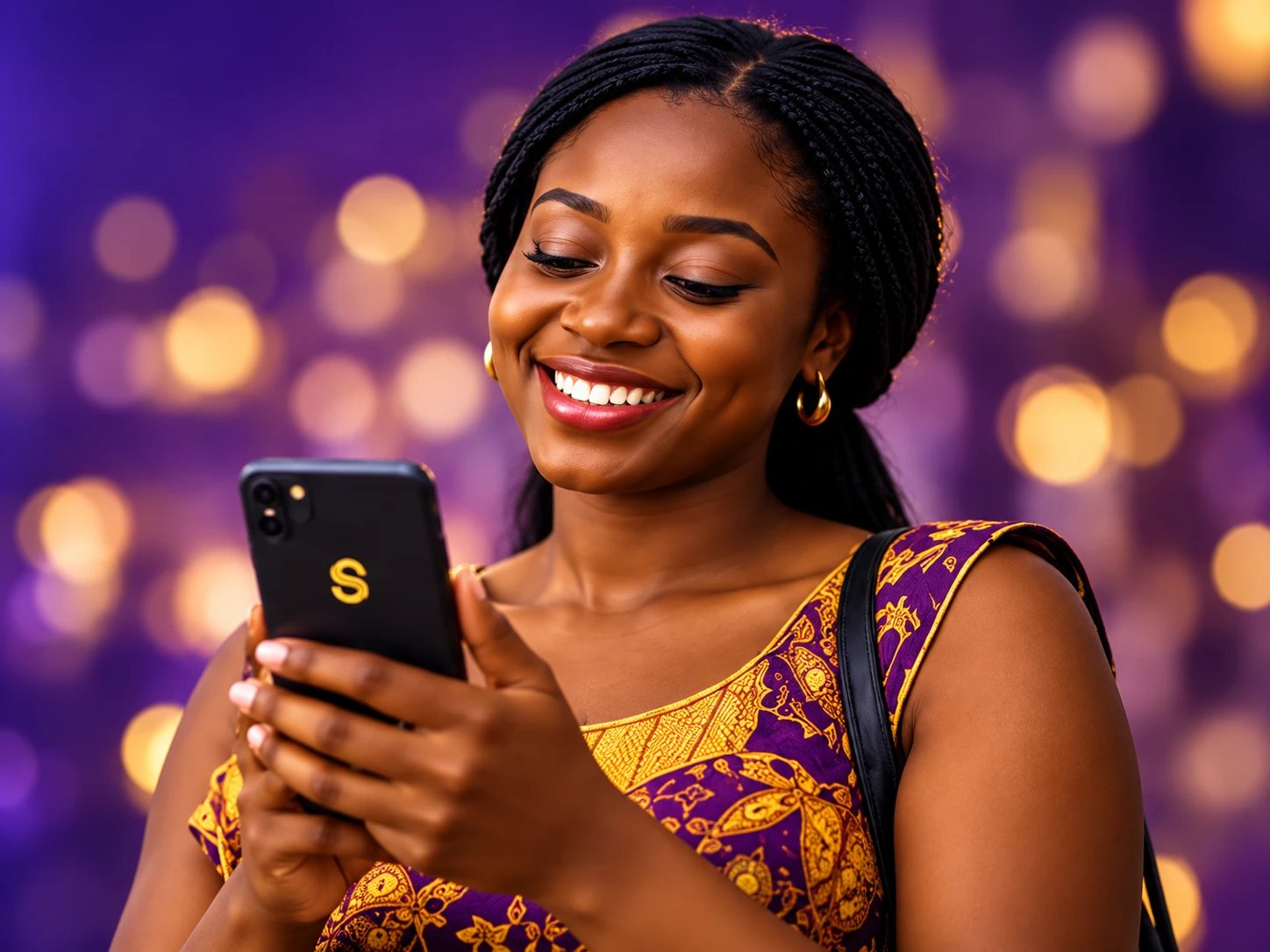 A Saverista member smiling at her phone